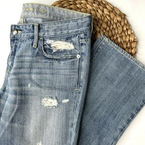 Ruehl Light Wash High Rise Distressed Bootcut Jeans Cotton size 28